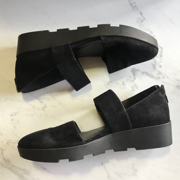Eileen Fisher Marlow Suede Wedge Mary Janes Sz 10